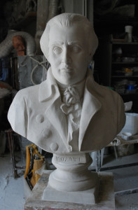 Busto in gesso del musicista Mozart.