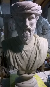 Busto in gesso di Pitagora h. cm. 80